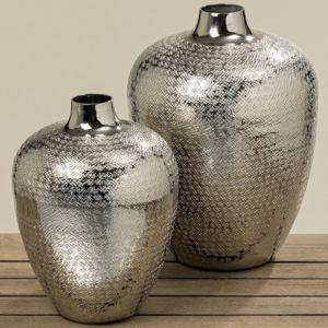 Dekorační váza Detroit Boltze, stříbrný hliník 23cm