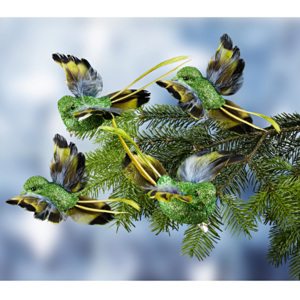 Magnet 3Pagen 4 dekorativní ptáčci zelená