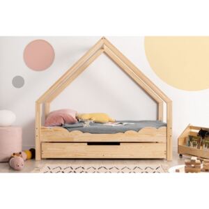 Dětská domečková postel se šuplíkem z masivu LOCA D - 140x70 cm