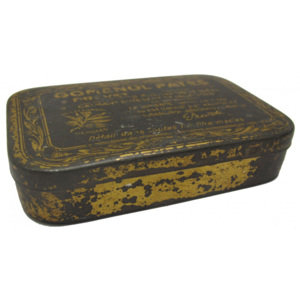 Vintage plechová krabička na antiseptické pastilky Gomenol