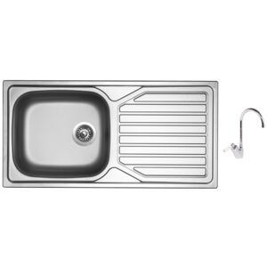 Nerezový dřez Sinks OKIO 1000 XXL V 0,6mm matný + Dřezová baterie Sinks RETRO 54 lesklá