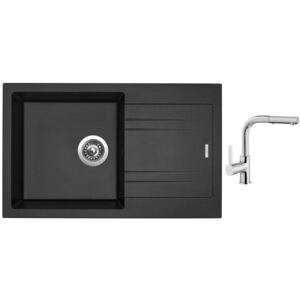 Granitový dřez Sinks LINEA 780 N Metalblack + Dřezová baterie Sinks ENIGMA S chrom