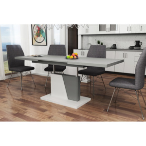 GRAND NOIR šedo / bílá, rozkládací, zvedací konferenční stůl, stolek