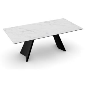 Calligaris Jídelní stůl Icaro, sklokeramika, CS4115-RC Rozměr: 200x100 cm, Deska: sklokeramika White Marble lesklá, Báze (rám+nohy): Tmavý dub (dřevo)