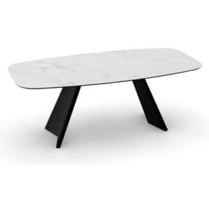 Calligaris Jídelní stůl Icaro, sklokeramika, CS4115-EC Rozměr: 200x100 cm, Deska: sklokeramika White Marble lesklá, Báze (rám+nohy): Tmavý dub (dřevo)