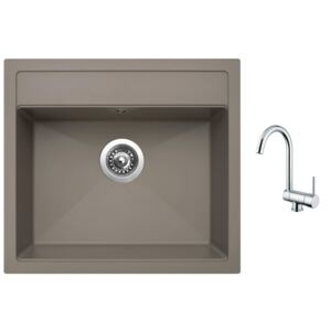 Granitový dřez Sinks SOLO 560 Truffle + Dřezová baterie Sinks MIX WINDOW W chrom