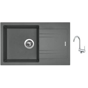 Granitový dřez Sinks LINEA 780 N Titanium + Dřezová baterie Sinks MIX WINDOW W chrom