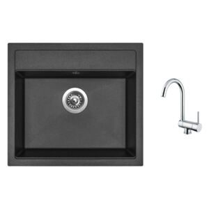 Granitový dřez Sinks SOLO 560 Metalblack + Dřezová baterie Sinks MIX WINDOW W chrom