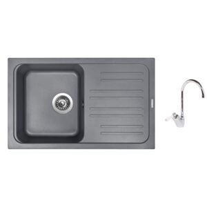 Granitový dřez Sinks CLASSIC 740 Titanium + Dřezová baterie Sinks RETRO 54 lesklá