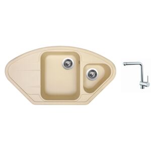 Granitový dřez Sinks LOTUS 960.1 Sahara + Dřezová baterie Sinks MIX 3 chrom