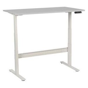 Výškově nastavitelný kancelářský stůl Manutan, 140 x 80 x 62,5 - 127,5 cm, rovné provedení, ABS 2 mm, světle šedá