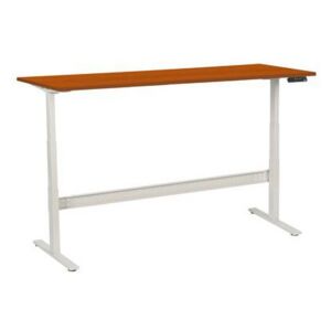 Výškově nastavitelný kancelářský stůl Manutan, 200 x 80 x 62,5 - 127,5 cm, rovné provedení, ABS 2 mm, třešeň