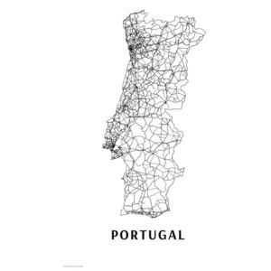 Mapa Portugal black & white