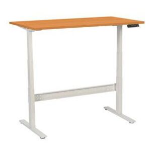 Výškově nastavitelný kancelářský stůl Manutan, 140 x 80 x 62,5 - 127,5 cm, rovné provedení, ABS 2 mm, buk