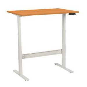 Výškově nastavitelný kancelářský stůl Manutan, 120 x 80 x 62,5 - 127,5 cm, rovné provedení, ABS 2 mm, buk