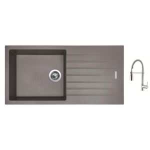 Granitový dřez Sinks PERFECTO 1000 Truffle + Dřezová baterie Sinks MIX 35 PROF S chrom