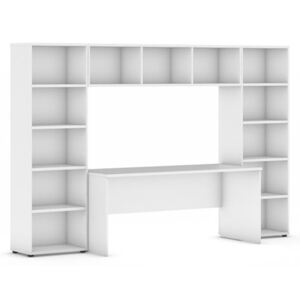 Sestavy knihoven s integrovaným stolem, nižší, 2950 x 700/400 x 1923 mm, bílá