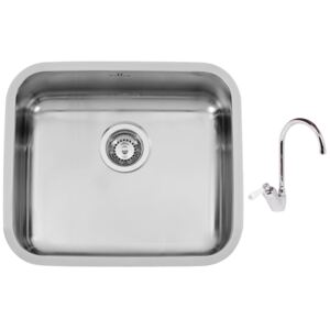 Nerezový dřez Sinks BELÉM 540 V 0,8mm trojmontáž leštěný + Dřezová baterie Sinks RETRO 54 lesklá