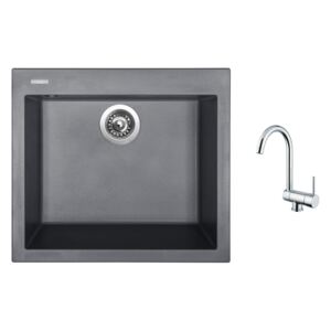 Granitový dřez Sinks CUBE 560 Titanium + Dřezová baterie Sinks MIX WINDOW W chrom