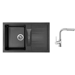 Granitový dřez Sinks CRYSTAL 780 Metalblack + Dřezová baterie Sinks ENIGMA S chrom