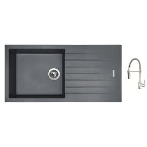 Granitový dřez Sinks PERFECTO 1000 Titanium + Dřezová baterie Sinks MIX 35 PROF S chrom