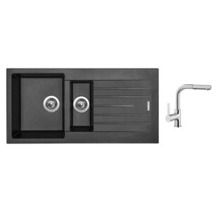 Granitový dřez Sinks PERFECTO 1000.1 Metalblack + Dřezová baterie Sinks ENIGMA S chrom