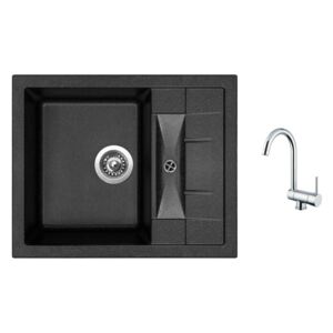 Granitový dřez Sinks CRYSTAL 615 Granblack + Dřezová baterie Sinks MIX WINDOW W chrom