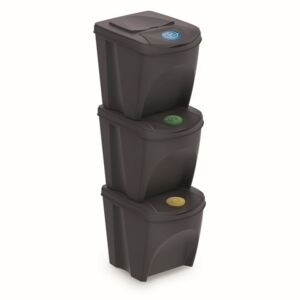Koš na tříděný odpad Sortibox 25 l, 3 ks, antracit IKWB20S3 – S433