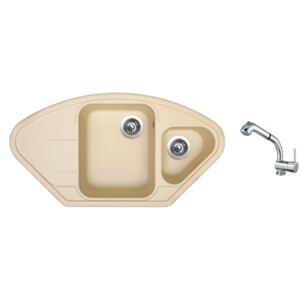 Granitový dřez Sinks LOTUS 960.1 Sahara + Dřezová baterie Sinks MIX 3 S Chrom