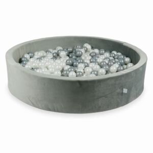 Baby Deco Suchý bazének + 200 ks kuliček kulatý, samet šedá Rozměr: 130x30 cm