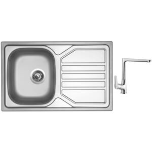 Nerezový dřez Sinks OKIO 800 V 0,7mm matný + Dřezová baterie Sinks baterie CASPIRA chrom