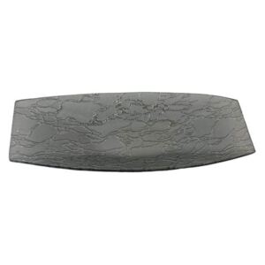 Tácek hranatý ovál skleněný šedý 35,5cm