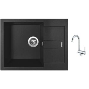 Granitový dřez Sinks AMANDA 650 Metalblack + Dřezová baterie Sinks MIX WINDOW W chrom