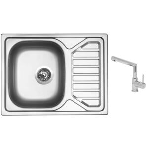 Nerezový dřez Sinks OKIO 650 V 0,6mm leštěný + Dřezová baterie Sinks MIX 350 P chrom