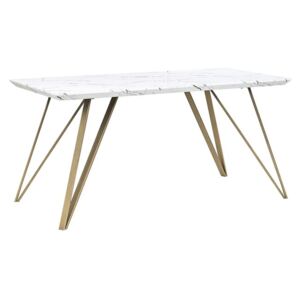 Jídelní stůl mramorový vzhled bílý / zlatý 150 x 80 cm MOLDEN