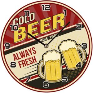 Postershop Nástěnné skleněné hodiny: Cold Beer Since 1965 - 30 cm