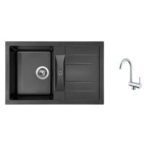 Granitový dřez Sinks CRYSTAL 780 Metalblack + Dřezová baterie Sinks MIX WINDOW W chrom