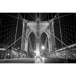 Postershop Fototapeta: Brooklyn Bridge (černobílý detail) - 184x254 cm