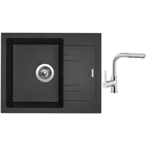 Granitový dřez Sinks LINEA 600 N Metalblack + Dřezová baterie Sinks ENIGMA S chrom