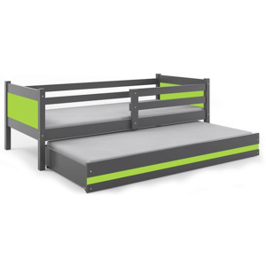 Dětská postel BALI 2 + matrace + rošt ZDARMA, 190x80, grafit, zelený