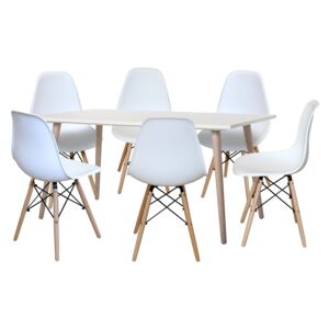 Idea Jídelní stůl GÖTEBORG 50 + 6 židlí UNO bílé