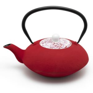 Bredemeijer Konvička na čaj Yantai s porcelánovým víkem, 1,2L, červená