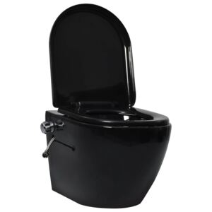 Závěsné WC bez oplachového kruhu - funkce bidetu - keramické | černé