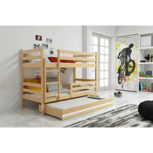 Patrová postel RAFAL 3 + matrace + rošt ZDARMA, 80x190 cm, borovice, bílá