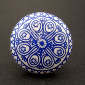 Keramická úchytka-Mandala modrá-POTISK Barva kovu: zlatá