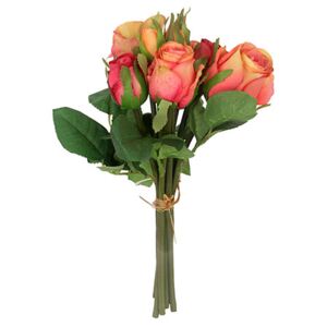 Autronic Růže puget, 9 hlav, barva oranžová. Květina umělá. SF1180