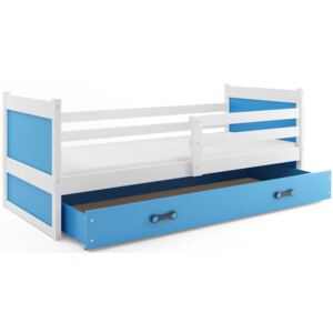 Dětská postel RICO 1 80x190 cm, bílá/modrá Pěnová matrace