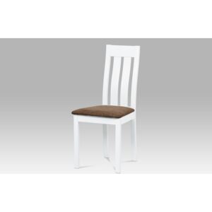 Artium Jídelní židle masiv buk barva bílá potah hnědý - BC-2602 WT