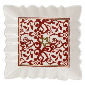 Tác čtvercového tvaru ABBRACCI BRANDANI (barva - porcelán, bílá/červená)