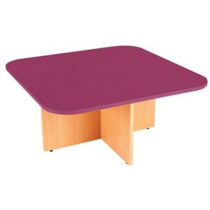 Konferenční stůl Manutan, 100 x 100 cm, dezén fialová